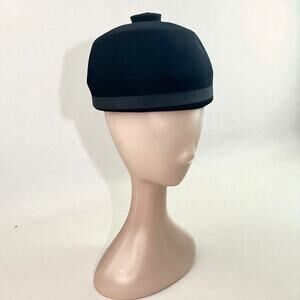 Vintage 1960s Black Fur Felt Pillbox Helmet Hat Mod Style